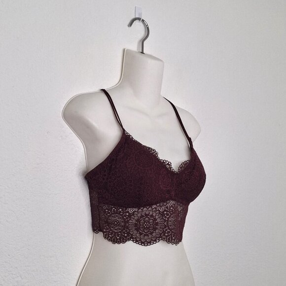 Aerie Floral Lace Bralette Sz L Removable Pads Strappy Boho Whimsigoth Intimates - Picture 3 of 13
